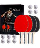 Upstreet Professional Ping Pong Paddles Set for Indoor and Outdoor Recreational Games - Black Ping Pong Balls Included - Buy Online on GoSupps.com