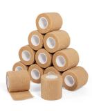 Skin Color Cohesive Bandage Wrap 2 x 5 Yards - 12 Rolls Self Adherent Vet Wrap for Pets - Elastic Self Adhesive Bandage Tape for Sprains and Swelling - Buy Online on GoSupps.com
