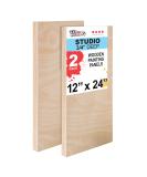U.S. Art Supply 12x24 Birch Wood Paint Pouring Panel Boards - Pack of 2, 3/4 Deep Cradle - Artist Wooden Canvases for Painting Mixed-Media Acrylic, Oil, Watercolor, Encaustic - Buy Online on GoSupps.com