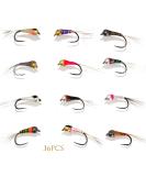 Outdoor Planet Premium Fly Fishing Flies Assortment | Trout Steelhead Bass Lure Set | Dry Wet Nymphs Streamers Wooly Buggers | 36 Perdigon Nymphs - Buy Online on GoSupps.com