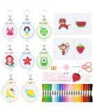 ZOCONE 12 PCS Cross Stitch Kits for Kids - Beginner Embroidery Hoops & Needlepointing Tools with Instructions - Ideal for Backpack Charms & Ornaments - Pattern 2 - Buy Online on GoSupps.com