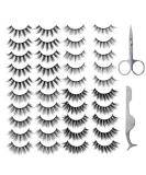 Yinettech 20 Pairs Self-Adhesive False Eyelashes with Scissors & Tweezers | 4 Styles 3D Soft Natural Eyelashes for Women & Girls - International Shipping - Buy Online on GoSupps.com