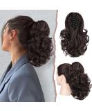 Sofeiyan 28cm Clip-In Ponytail Extension - Curly Wavy Dark Brown & Auburn Synthetic Hair for Women | Perfect for Gyms & Casual Styles - Buy Online on GoSupps.com