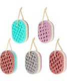 5-Piece Exfoliating Shower Sponge Set | Natural Fiber Bath Sponge for Women, Men, Kids | Gentle & Soothing | Random Color | Oval Shape - Buy Online on GoSupps.com