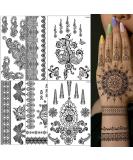 6 Sheets Black Henna Temporary Tattoo Stickers - Waterproof Sexy Fake Tattoos for Women - DIY Body Art Decoration in Black - Buy Online on GoSupps.com