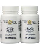 Bio-Tech D3-50 50,000 IU 100 Count - Pack of 2 | High Potency Vitamin D Supplement - Buy Online on GoSupps.com