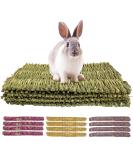 Hand-Woven Barley Ears Rabbit Grass Mat | Edible Stuff for Rabbits Guinea Pigs & Hamsters | 4 Pieces with Rose Ringflower & Forget-Me-Not Sticks - Buy Online on GoSupps.com