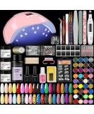 COSCELIA Acrylic Nail Kit with Lamp, 30ml Liquid, 3 Colors Powder, Electric Files - Professional 36 Colors Glitter Set for Beginners - Buy Online on GoSupps.com