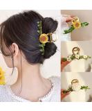 3PCS Flower Hair Claw Clips - Cute Metal Shark Clips for Women and Girls - Buy Online on GoSupps.com