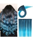 Silk-Co Rainbow Clip-In Hair Extensions - 10pcs Smooth DIY Highlights Natural Black & Blue 50g 50cm - Buy Online on GoSupps.com