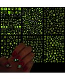 Luminous Nail Art Stickers - Glow in The Dark Fluorescent Decals for Women & Girls - Sun Moon Stars Heart 3D Nail Decoration (6 Sheets - Buy Online on GoSupps.com