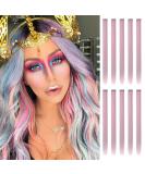 Fine Colored Hair Extensions - Clip-In Synthetic Parts for Women | 10 PCS Pink Blue & Violet Mix - Buy Online on GoSupps.com