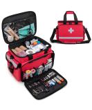 CURMIO Medical Bag for Home Health Care - Doctors Bag with Dividers for First Aid Kits and Emergency Supplies - Red (Empty Bag) - Buy Online on GoSupps.com