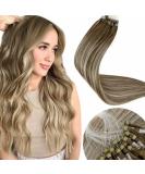 LAAVOO Microring Extensions - Real Hair Balayage Blonde Ombre Micro Loop Extensions #8/60/8 - 45cm 50g - Premium Remy Hair for Effortless Style - Buy Online on GoSupps.com