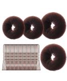 URAQT Hair Donut Bun Maker Set 4 Pcs Ring Style Donut Bun Shaper with 30 Hair Pins Brown Chignon Doughnut Bun Hair Accessories for Girls Kids Women DIY Chignon Hair Styles Brown-2 Sizes - Buy Online on GoSupps.com