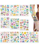 10 Sheets Waterproof Hawaiian Temporary Tattoos - Palm Tree, Pineapple, Tropical Beach Party Supplies - Summer Party Favors for Birthday and Decor - Buy Online on GoSupps.com