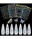 Holographic Silver Butterfly Nail Art Sticker Set - 4 Sheets | KISSBUTY Adhesive Nail Decals for Manicure - Buy Online on GoSupps.com