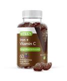 Iron Gummies 20mg + Vitamin C 26mg for Iron Deficiency and Anemia - Energy Support, Blood Cell Formation - Vegan, Gluten-Free, GMO-Free Chewable Grape Gummy Chews - 60 Servings - Buy Online on GoSupps.com