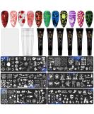 EBANKU Halloween Nail Stamper Kit - 6 Nail Art Stamping Plates & 6 Colors Polish - Pumpkin Skull Bat Witch Stencils for DIY Nail Decoration - Buy Online on GoSupps.com