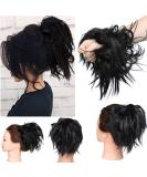 Tousled Updo Messy Bun Hair Piece | Synthetic Wavy Bun Extension | Fluffy Updo Scrunchy Chignon in Dark Black - Buy Online on GoSupps.com