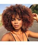 14-Inch Porsmeer Curly Afro Wig for Women | Fluffy Kinky Curly Bob in Dark Brown & Auburn | Volume Hair Wig for Black Women - Buy Online on GoSupps.com