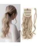 Clip-In Ponytail Extensions - Synthetic Wavy Hair Extensions 17 (43cm) - Honey Blonde & Bleaching Blonde - 90g - Realistic Look - Buy Online on GoSupps.com