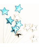 Buy Ailexi Handmade 10-Piece Leather Reflective Glitter Cake Toppers - Light Blue & Silver Stars for Cupcakes & Ice Cream - Buy Online on GoSupps.com