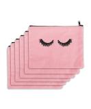 PHOGARY 6PCS Canvas Makeup Pouch Set - Travel Toiletry Case with Zippered Pocket for Women and Girls - Eyelash Pattern in Pink - Buy Online on GoSupps.com