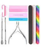 3pcs Double Sided Nail File and Buffer Set with Cuticle Nipper - Perfect Manicure Tool Kit in Pink - Buy Online on GoSupps.com