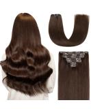Agmity Clip-In Extensions | 40cm Dark Brown Real Hair | 120g Seamless Invisible 7 Pieces - Buy Online on GoSupps.com