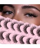 Veleasha Natural Fluffy Cat Eye Lashes | 7 Pairs C Curl 8-15mm Faux Mink Eyelashes - 100% Handmade | Soft Clear Band False Eyelashes (C01 - Buy Online on GoSupps.com