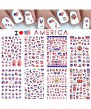 4th of July Nail Art Stickers  USA Independence Day Patriotic Designer Nail Decals 3D Self-Adhesive Acrylic Nail Supply Flame Butterfly Heart Design I Love American Nail Sticker 8 Sheets Red - Buy Online on GoSupps.com