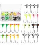 Sumind 100pc Jig Head Fishing Hooks Set in Plastic Box for Freshwater & Saltwater - Round Painted Fishing Lures Kit - Buy Online on GoSupps.com