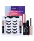 Vanalia Magnetic Eyelashes and Eyeliner Kit - 5D False Lashes, 5 Pairs with Tweezers - Easy to Wear, No Glue Needed - Pack of 1 - Buy Online on GoSupps.com