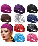 10 Pieces Women Yoga Headbands Paisley Headbands Wide Bandana Headband Stretchy Headwrap with Rhinestone for Workout Running Cycling Climbing - Buy Online on GoSupps.com