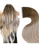LAAVOO Balayage Tape in Hair Extensions 18 inch Light Brown to Ash Blonde Mix Platinum Blonde 20pcs 50g Salon Quality Real Human Hair - 18'' Tape-8/18/60 - Buy Online on GoSupps.com