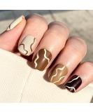 Novo Ovo Short Corner Oval Press-On Fake Nails | Brown Naked White Milky Strudel | Perfect for Valentine's Day | Artificial Fingernails with Glue - Buy Online on GoSupps.com