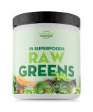 Raw Greens Superfood Powder - 15 Premium Vegan Superfoods & Vegetables Green Tea Spirulina Ginger Root & Pea Protein - 250g (50 Portions) - Buy Online on GoSupps.com