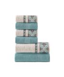 Class Home Collection 6-Piece Jacquard Cotton Bath Towels Set - Alya Turquoise | Premium Quality & International Shipping - Buy Online on GoSupps.com
