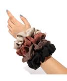 Large Scrunchies Hair Ties for Thick Hair - Jumbo Scrunchie Set for Girls & Women - No Crease Ponytail Holder - Soft Hair Accessories in Black, Brown, Beige, & Brick-Red - Buy Online on GoSupps.com