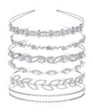 6-Piece Crystal Flower & Leaves Crown Headband Set for Bride & Bridesmaids - Wedding Party Headdress (Style 1) Silver - Buy Online on GoSupps.com