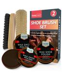 2pk Shoe Brush Set & 3 Brown Shoe Polish Kit | Leather Shoe Polish Brushes + Wax | Brown Boot Polish & Cleaning Kit - Buy Online on GoSupps.com