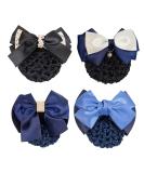 AUEAR  4 Pcs Satin Hair Bow with Snood Net Barrette Bowknot Hair Clip Bun Cover Hairnets for Women - Buy Online on GoSupps.com