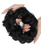 Messy Bun Hair Scrunchie Extension | Curly Wavy Updo Synthetic Chignon Ponytail Accessory - Dark Black | Women Girls - 1 PCS - Buy Online on GoSupps.com