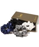 Silk Scrunchies for Hair - No Crease Hair Ties for Thick Curly Hair | Soft Ponytail Holders in White, Black, Navy, Gray - Buy Online on GoSupps.com