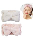 Chloven 2 Pack Microfiber Bowtie Headbands - White+Pink - Buy Online on GoSupps.com
