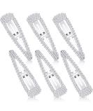 6-Piece 4 Rhinestone Snap Hair Clips - Crystal Metal Barrettes for Women & Girls | Wedding Hair Accessories - Silver - Buy Online on GoSupps.com