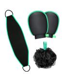 Unisex Bathing Body Scrubber Set - Exfoliating Gloves Back Cleaner Towel & Bath Sponge for Dead Skin Removal | Perfect for Shower & Spa - Buy Online on GoSupps.com