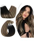 UGEAT Microring Extensions | Real Hair Black Ombre Caramel Brown | 55cm Micro Loop Hair Extensions | 50g 50 Stripes Remy Hair #1B/4/27 - Buy Online on GoSupps.com