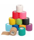 BANDVET WRAP Self Adhesive Bandage Wrap - 12 Assorted Colors, Non-Woven, Breathable & Water-Resistant - 2 x 5 Yards for First Aid, Sports Injury, Body Sprains & Pets - Buy Online on GoSupps.com